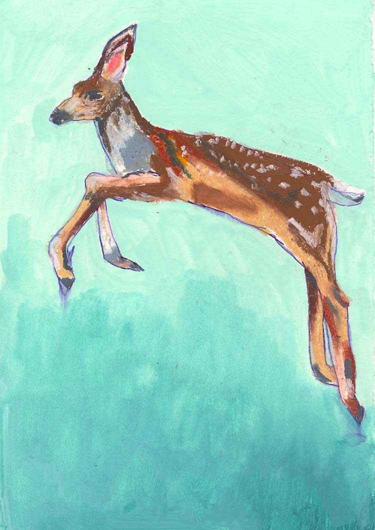 Baby deer in oil pastel