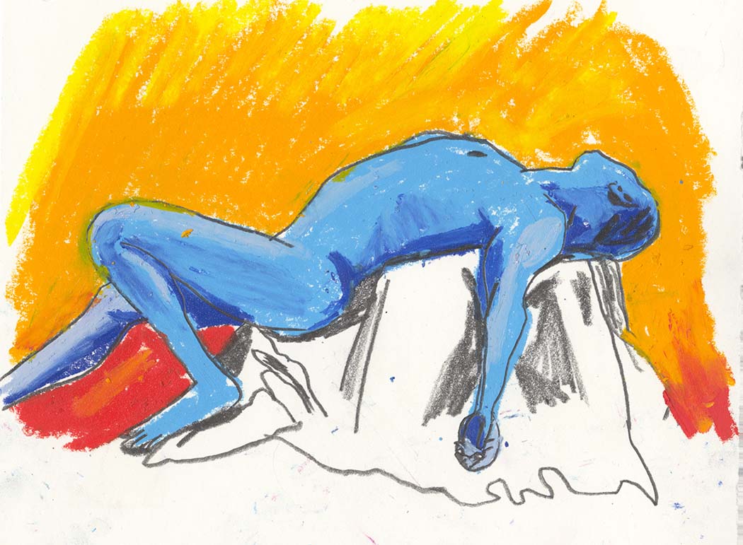 Figure drawing in oil pastel